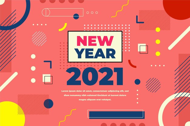 Fondo año nuevo 2021 en diseño plano