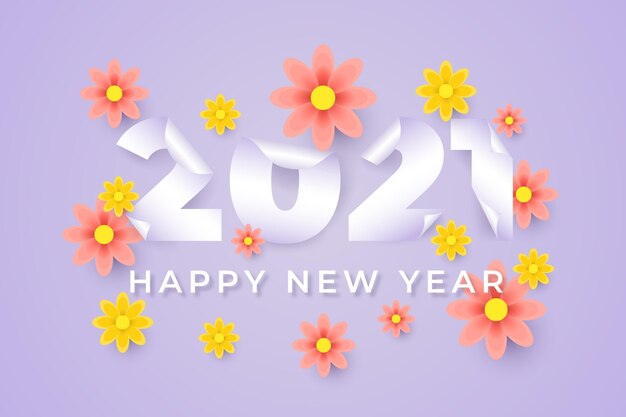 Fondo de año nuevo 2021 en estilo papel