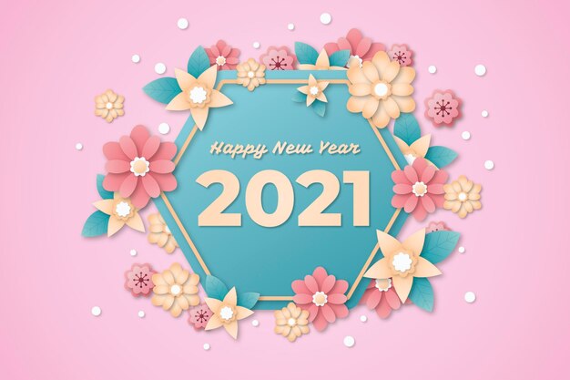Fondo de año nuevo 2021 en estilo papel
