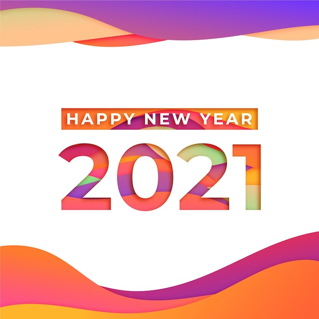 Vector gratuito fondo de año nuevo 2021 en estilo papel