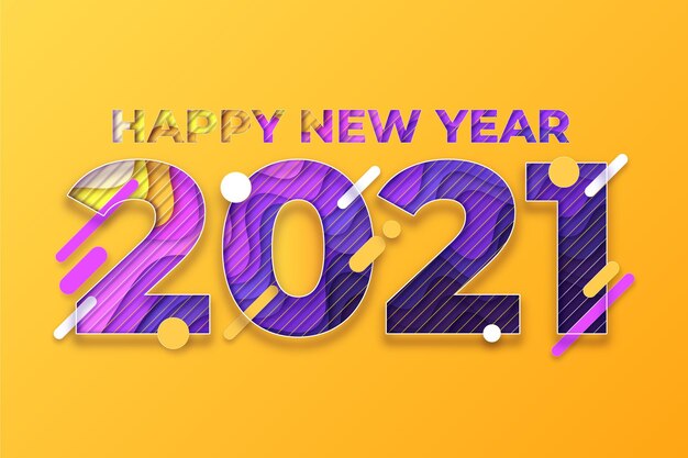 Fondo de año nuevo 2021 en estilo papel