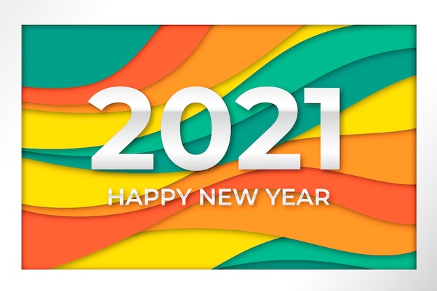 Fondo de año nuevo 2021 en estilo papel