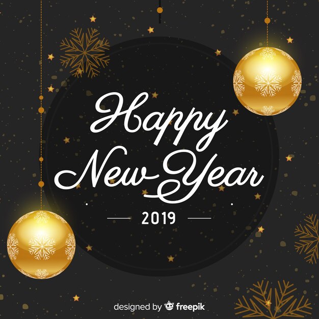 Fondo año nuevo bolas doradas