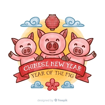 Fondo de año nuevo chino en acuarela