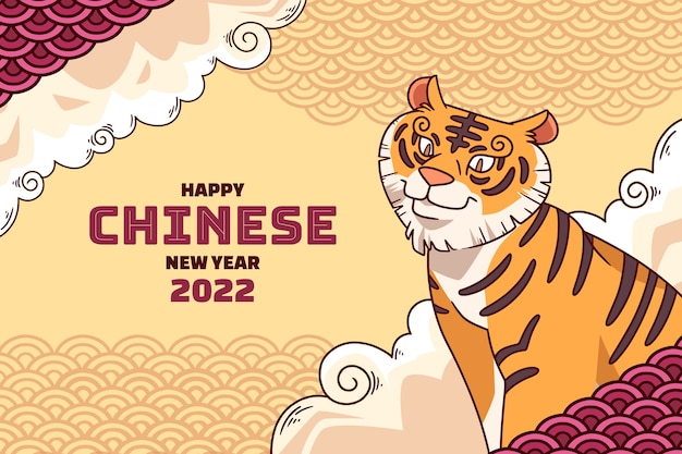 Fondo de año nuevo chino dibujado a mano