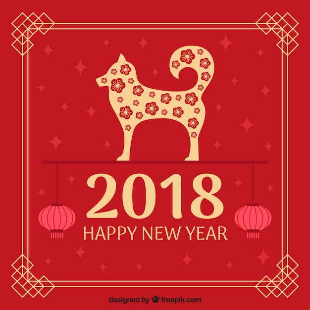 Vector gratuito fondo para año nuevo chino con diseño de perro