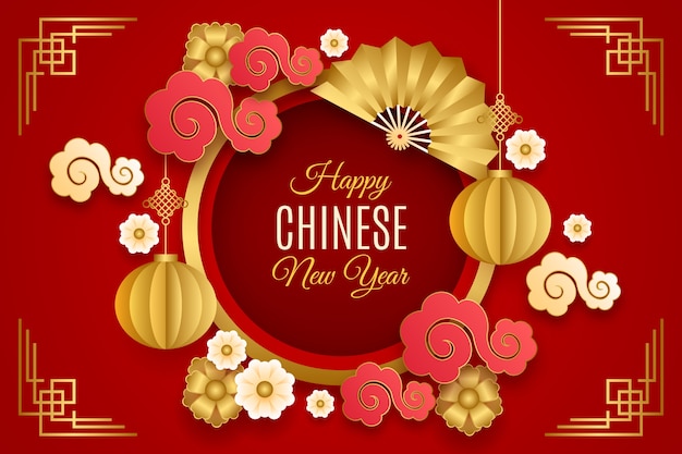 Vector gratuito fondo de año nuevo chino estilo papel