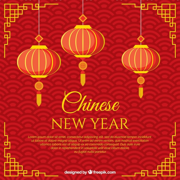 Fondo para año nuevo chino con linternas