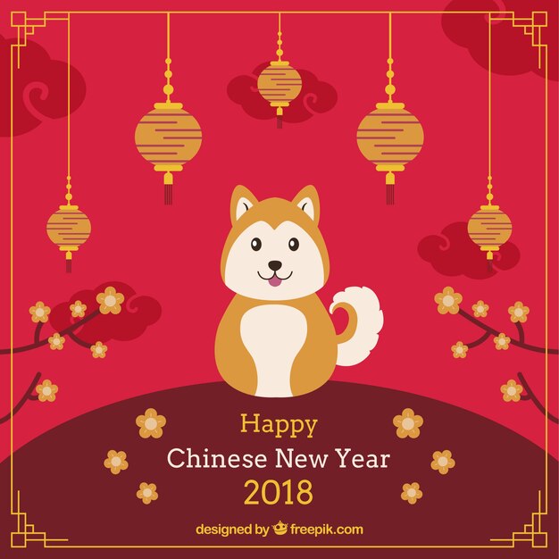 Fondo para año nuevo chino con perro lindo