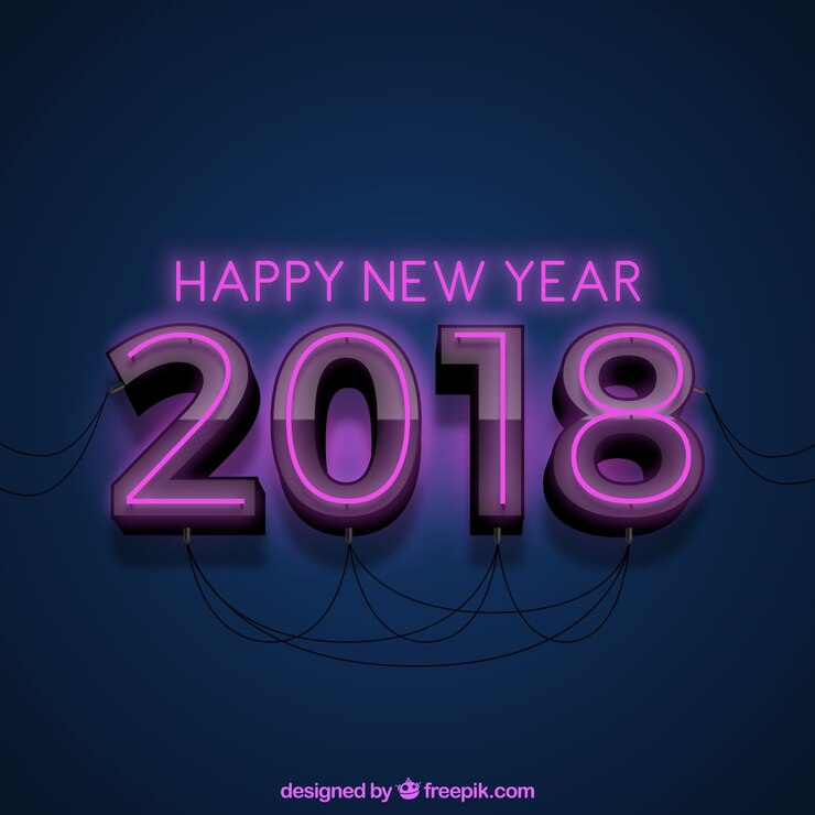 Vector gratuito fondo de año nuevo con concepto de luces neon