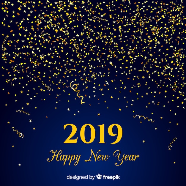 Fondo año nuevo confeti dorado