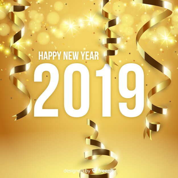 Fondo año nuevo decoración dorada