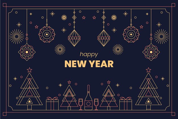 Fondo de año nuevo con decoraciones