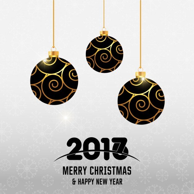 Fondo de año nuevo con elegantes bolas de navidad 