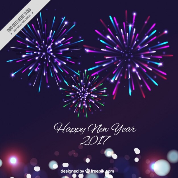 Fondo de año nuevo con fuegos artificiales coloridos