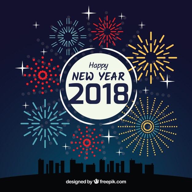 Fondo de año nuevo con fuegos artificiales