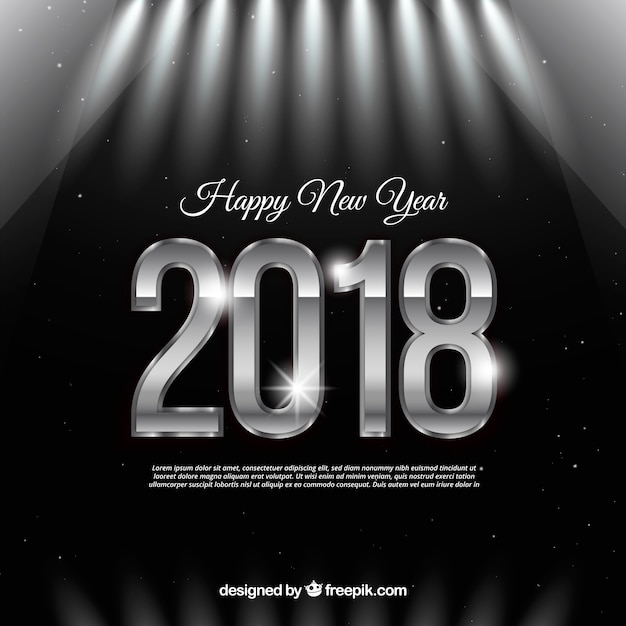 Vector gratuito fondo de año nuevo negro y plateado