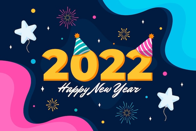 Fondo de año nuevo plano dibujado a mano