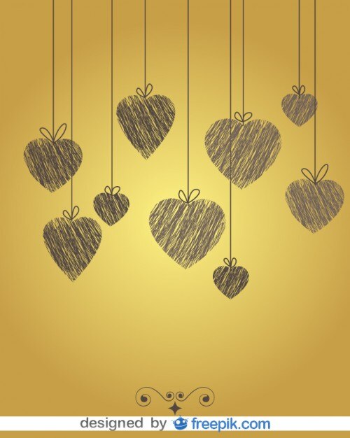 Fondo antiguo de corazón de garabato