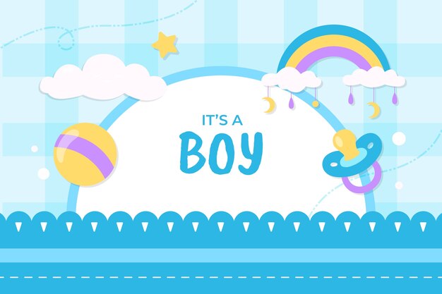 Fondo de anuncio de bebé niño dibujado a mano