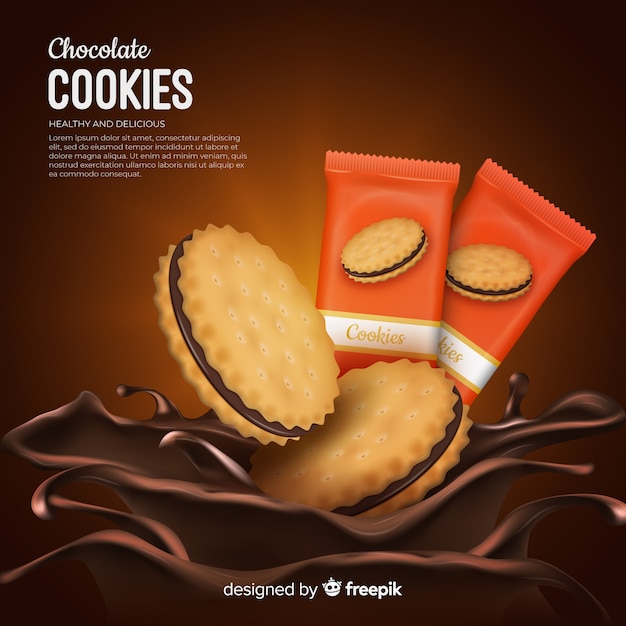 Fondo de anuncio de galletas de chocolate