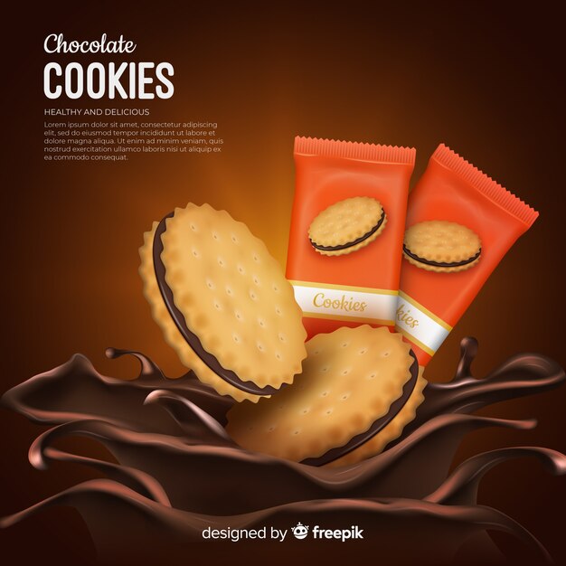 Fondo de anuncio de galletas de chocolate
