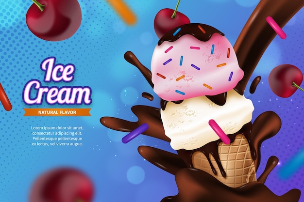 Fondo de anuncio de helado realista