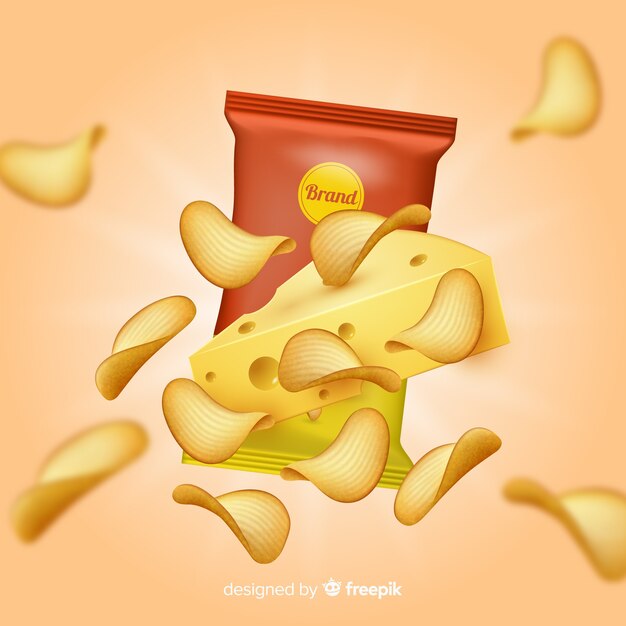 Fondo de anuncio realista de patatas fritas