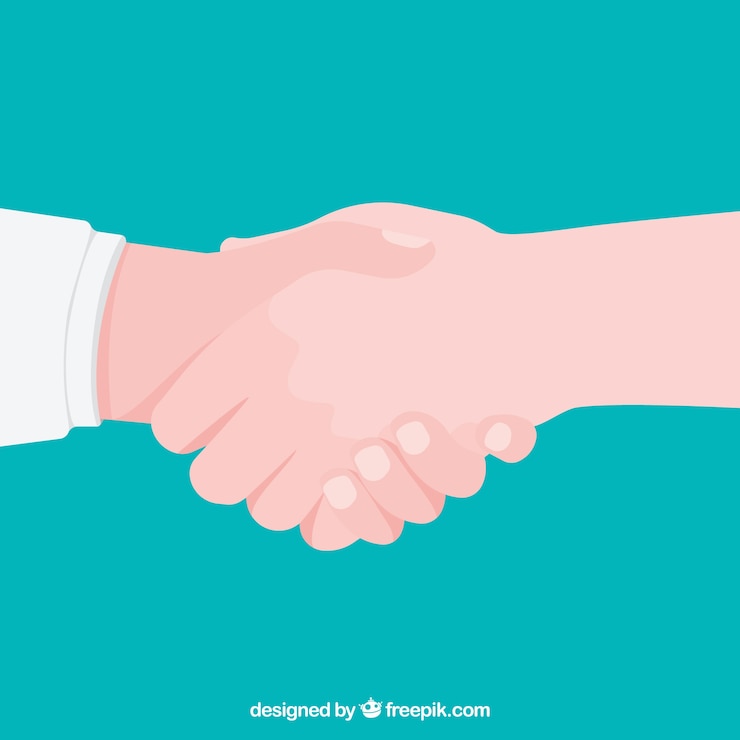 Vector gratuito fondo de apretón de manos de negocios en estilo plano
