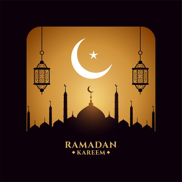 Fondo árabe de ramadan kareem con mezquita y luna