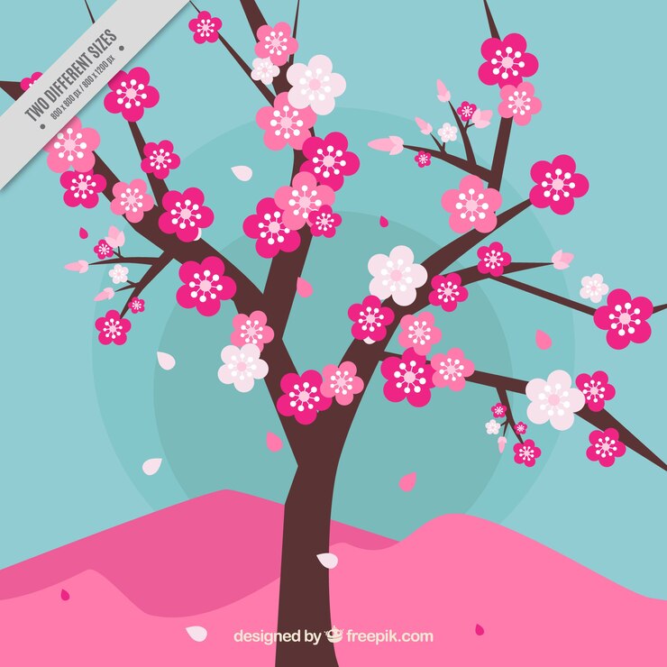 Vector gratuito fondo de árbol floreciente