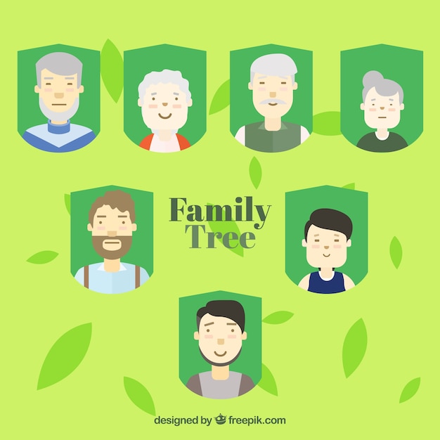 Vector gratuito fondo de árbol genealógico con simpáticos miembros de la familia