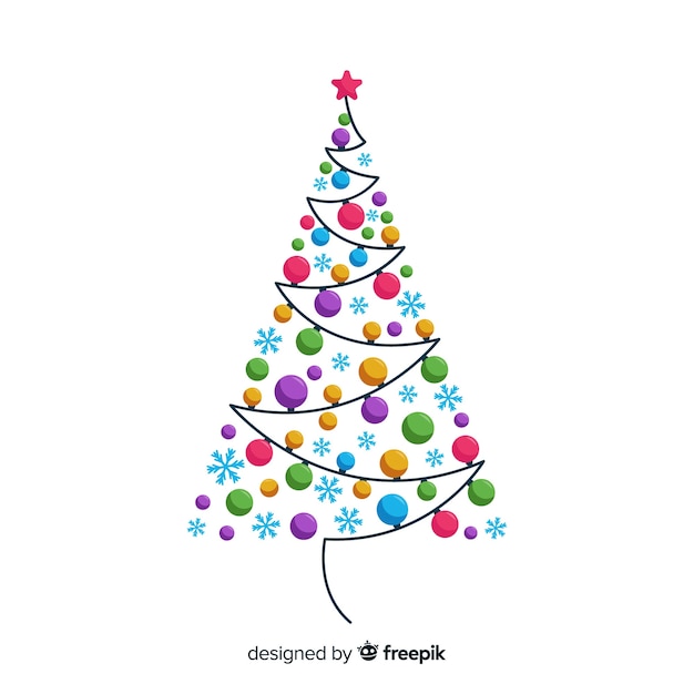 Fondo árbol de navidad bolas coloridas