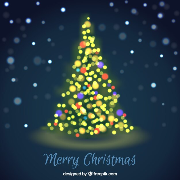 Fondo con árbol de navidad borroso