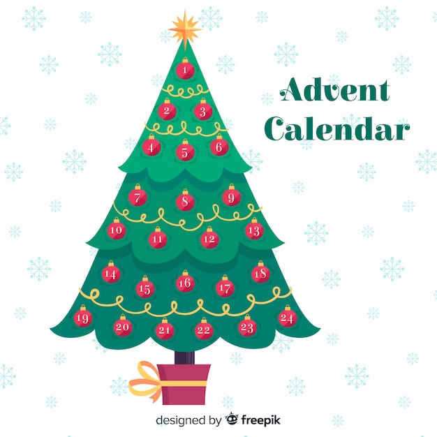 Vector gratuito fondo árbol de navidad calendario de adviento