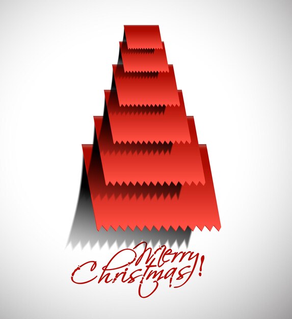 Fondo de árbol de Navidad de corte de papel moderno, ilustración vectorial.