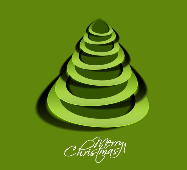 Fondo de árbol de Navidad de corte de papel moderno, ilustración vectorial.