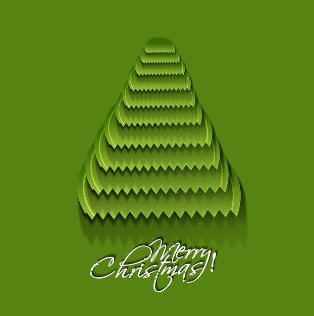 Fondo de árbol de Navidad de corte de papel moderno, ilustración vectorial.