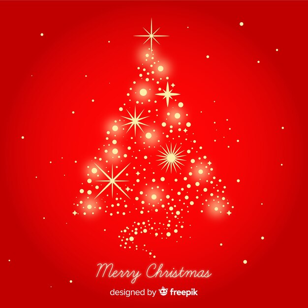 Fondo árbol de navidad destellos dorados
