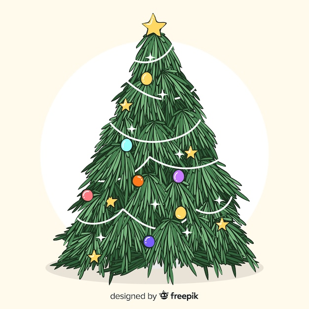 Fondo árbol de navidad dibujado a mano