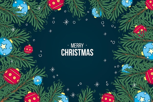 Fondo árbol navidad dibujado a mano