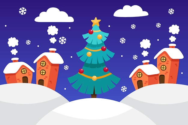 Vector gratuito fondo de árbol de navidad de diseño plano