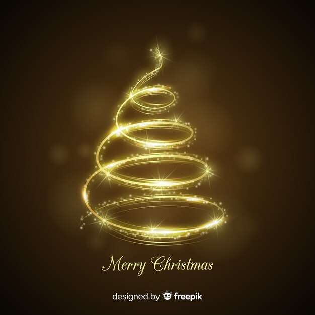 Fondo árbol navidad dorado