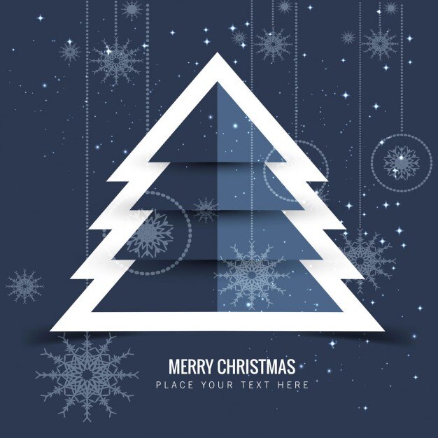 Fondo de árbol de navidad geométrico en tonos azules