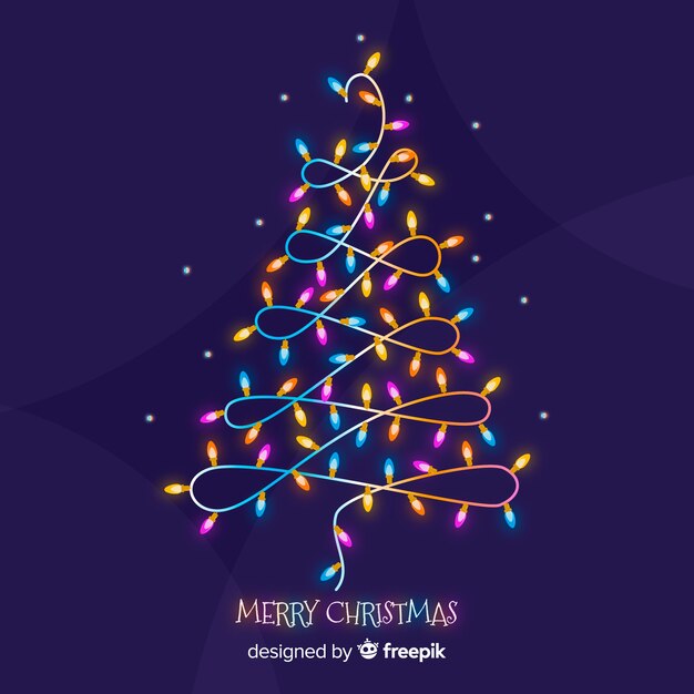 Fondo árbol de navidad guirnalda de luces colorida