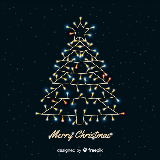 Fondo árbol de navidad guirnalda de luces