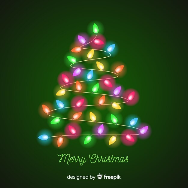 Fondo árbol navidad guirnalda de luces