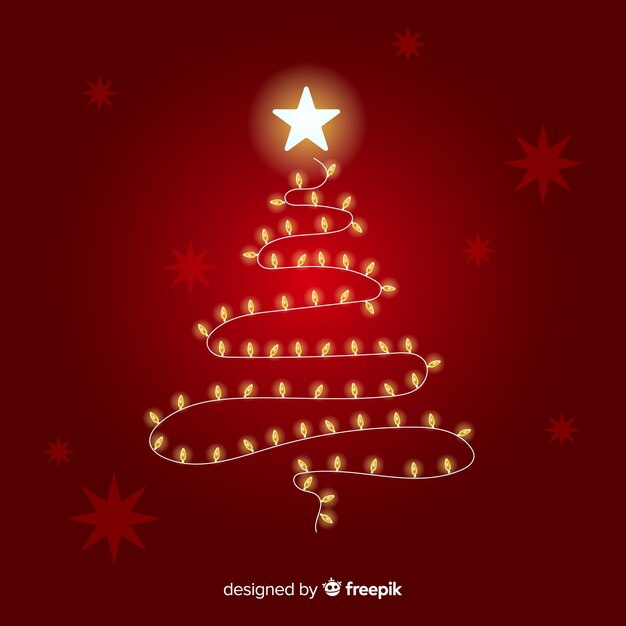 Fondo de árbol de navidad hecho de luces