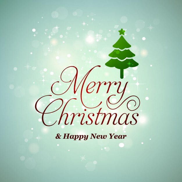 Fondo con un árbol de navidad y una linda tipografía