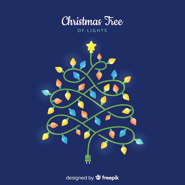 Vector gratuito fondo árbol de navidad de luces